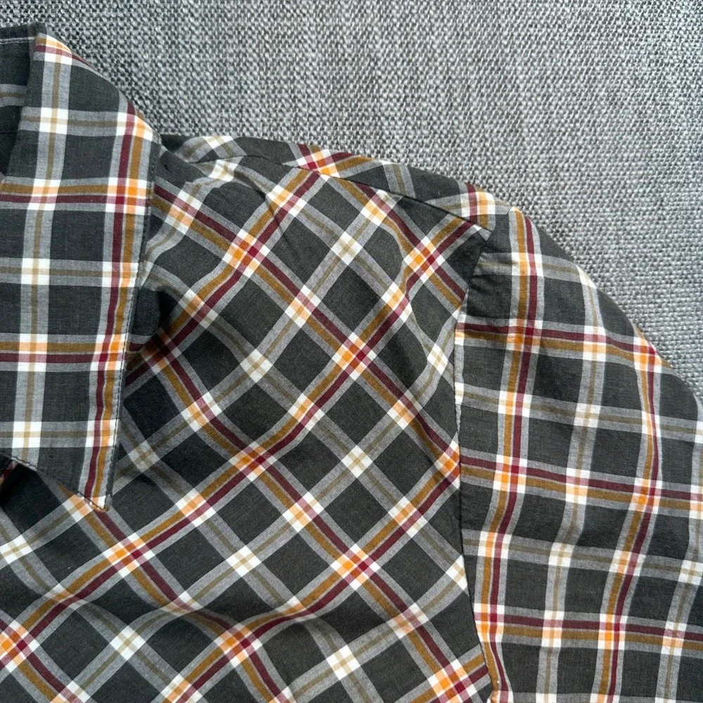 Lafayette 148 Button Down Women 12 Grey Plaid  Long Sleeve Bias Cut - Picture 4 of 12